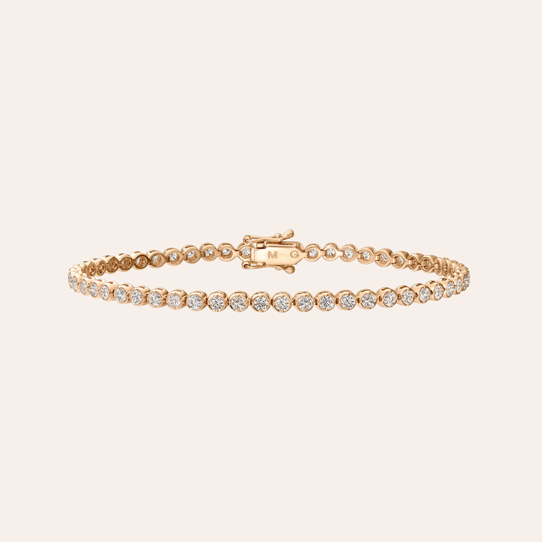 Bezel Set Diamond Tennis Bracelet - 2.15 Carats jewelry Material Good Rose Gold 6"