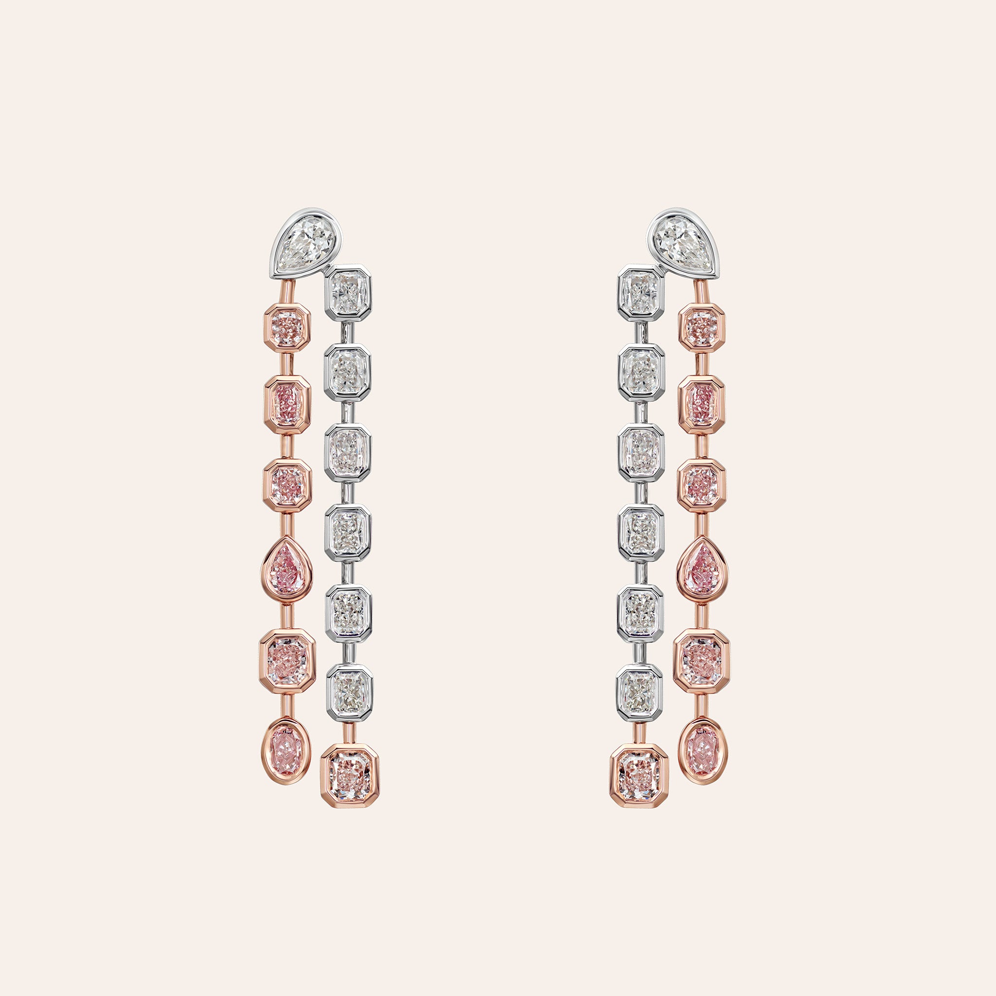 White and Fancy Pink Diamond Multi-Shape Drops