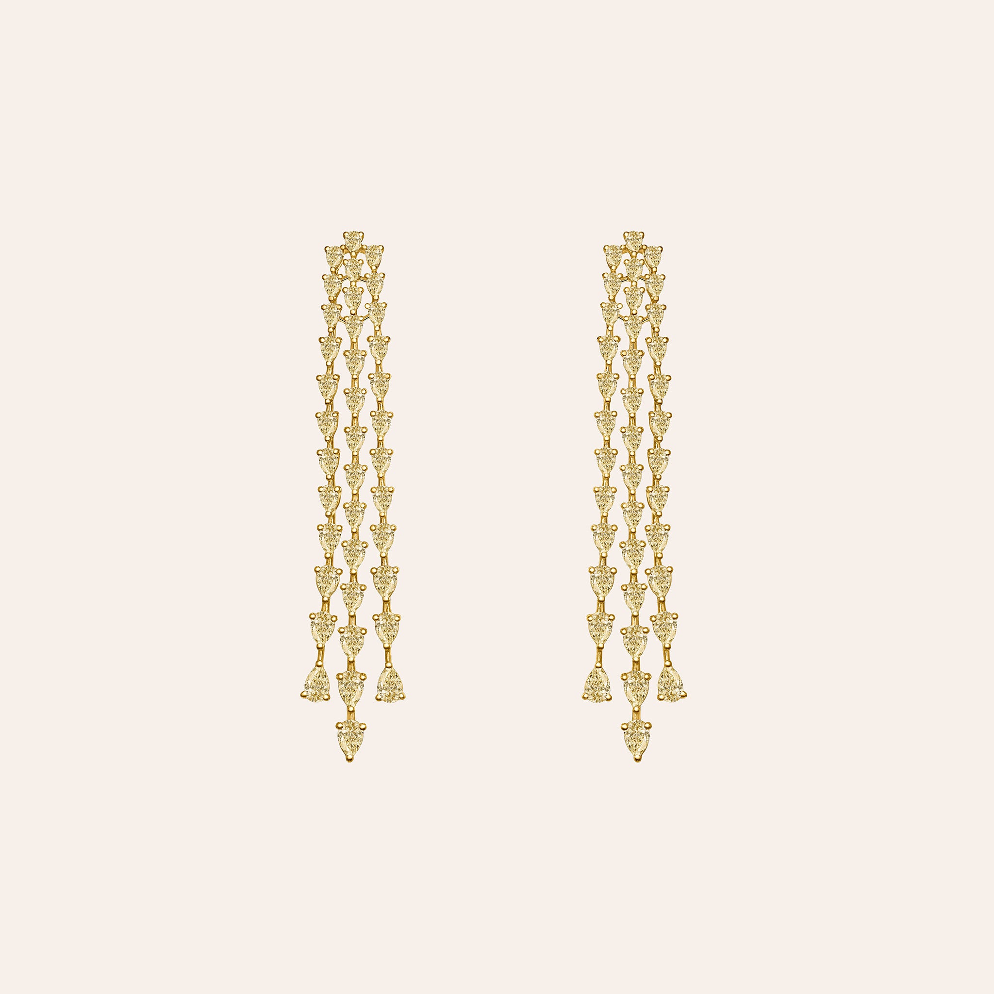 Three Row Yellow Diamond Pear Drops