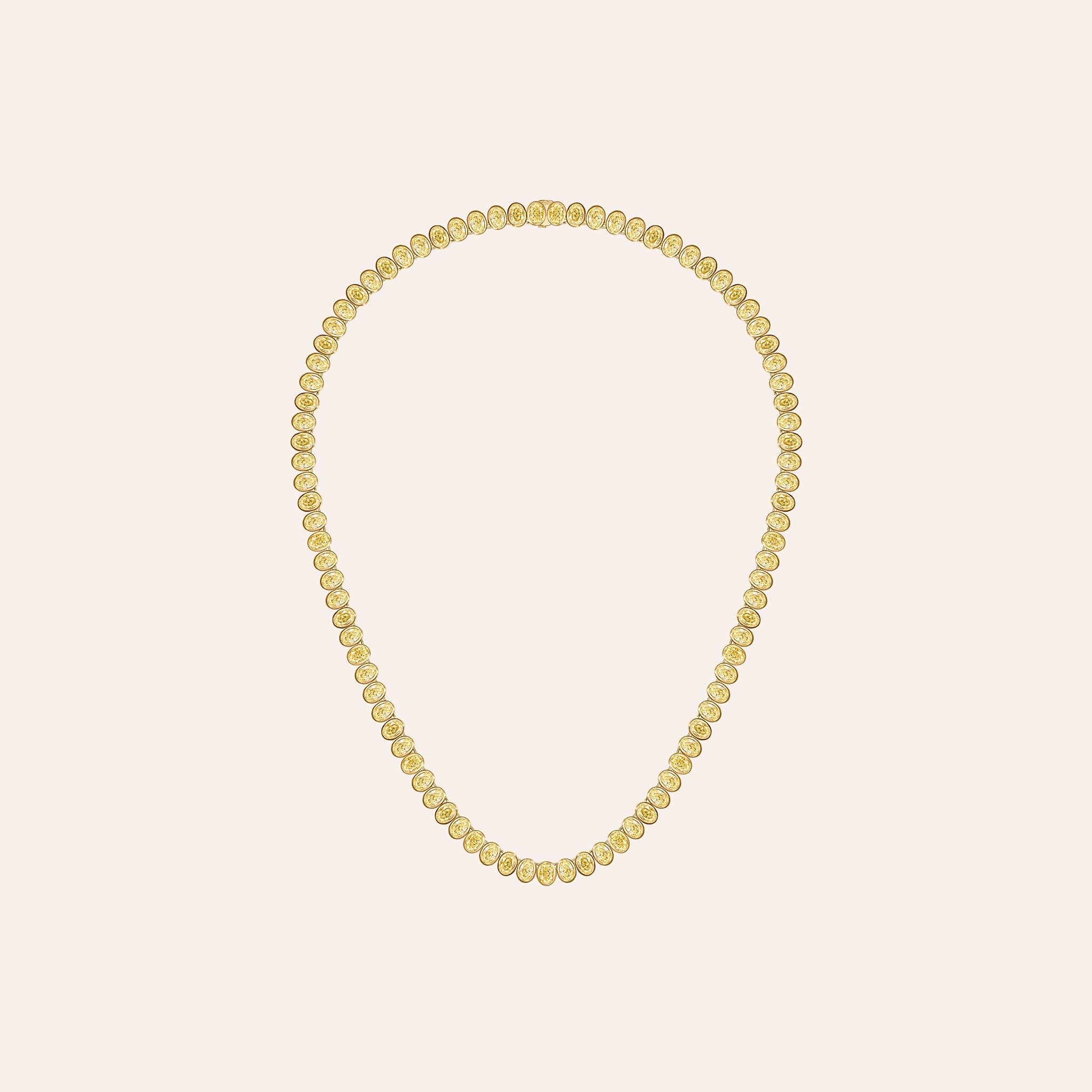 Fancy Yellow Bezel Set Oval Diamond Tennis Necklace