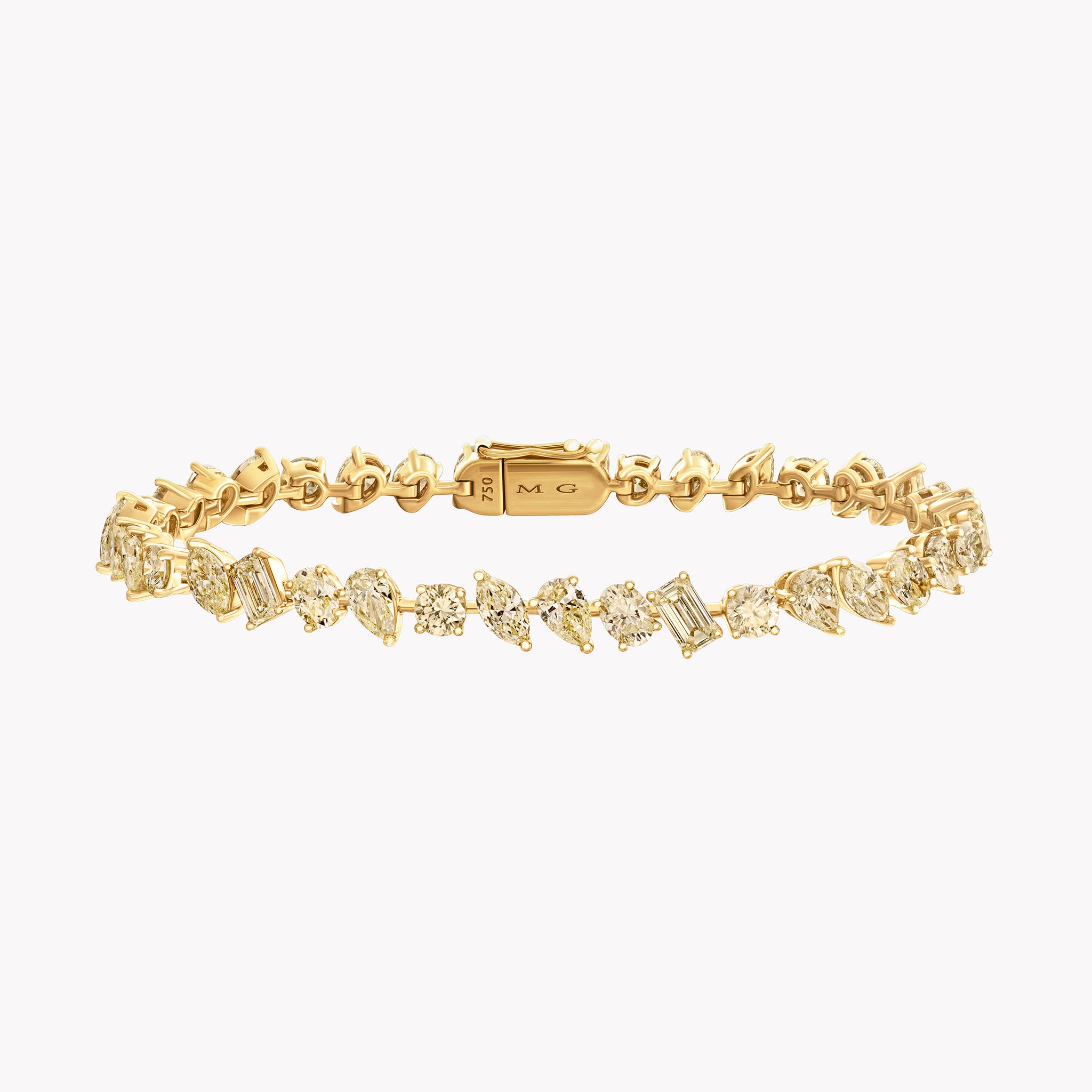 Multi-Shape Slant Yellow Diamond Bracelet