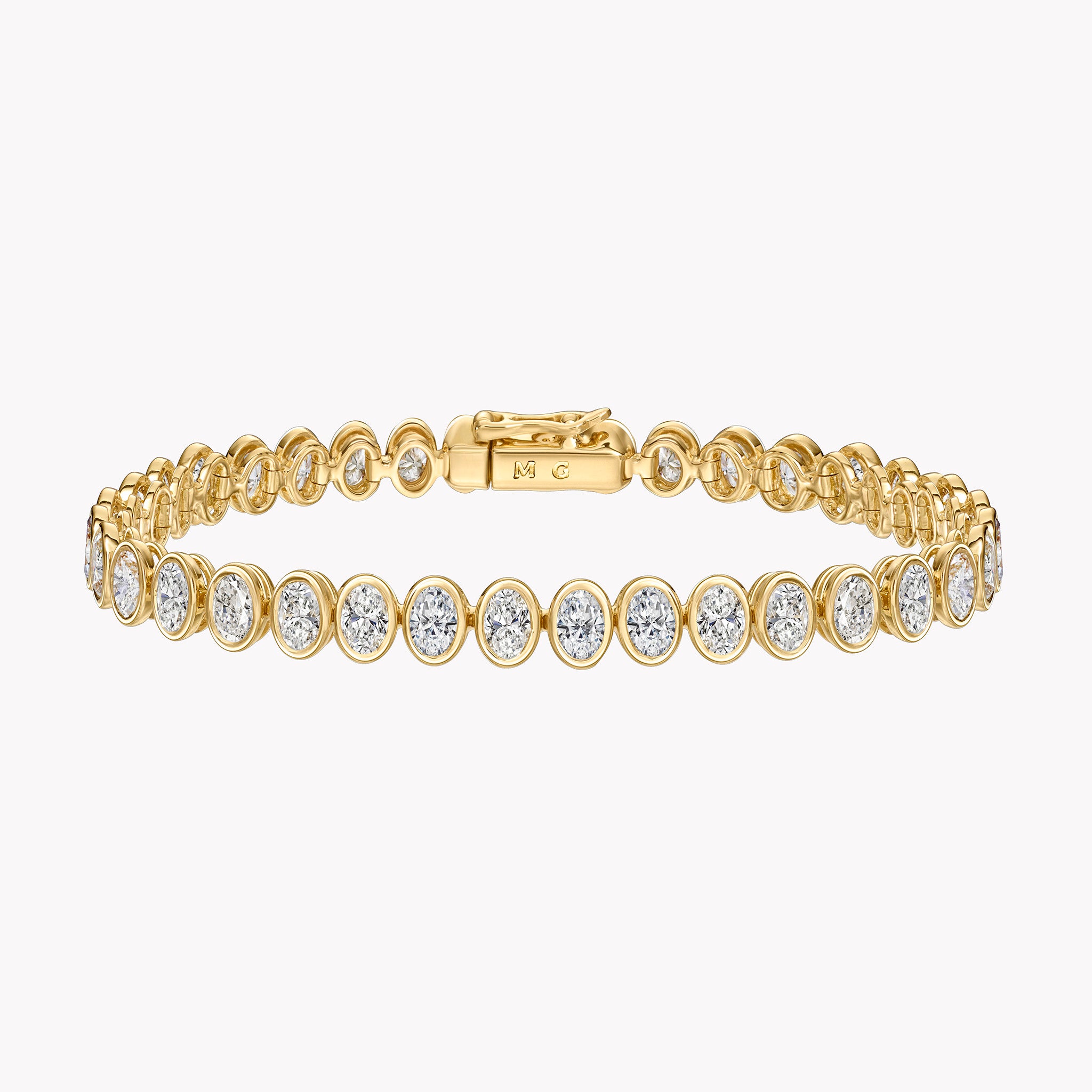Bezel Set Oval Diamond Tennis Bracelet 12.00 Carats