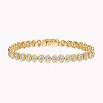 Bezel Set Oval Diamond Tennis Bracelet 12.00 Carats