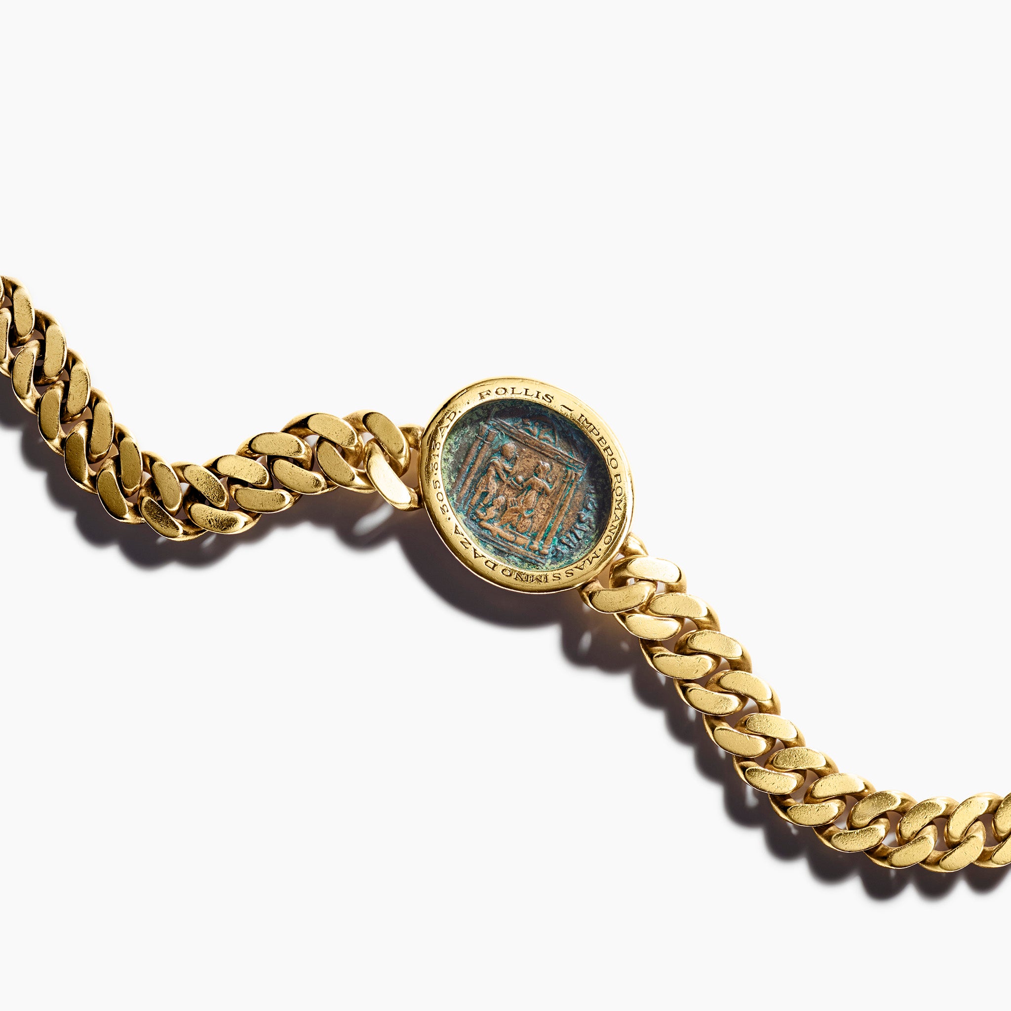 18K yellow gold Back of BVLGARI Monete necklace with large vintage coin pendant