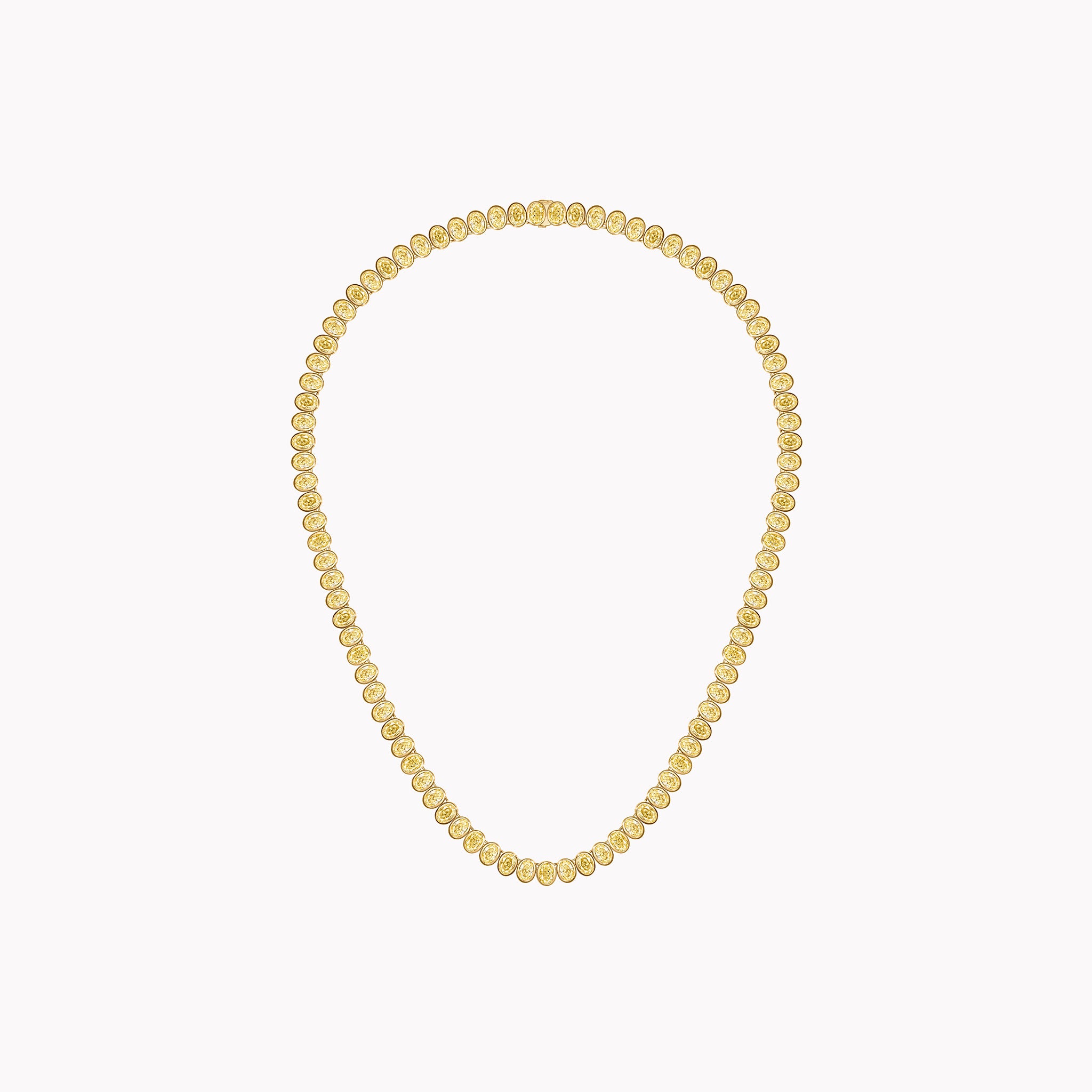 Fancy Yellow Bezel Set Oval Diamond Tennis Necklace
