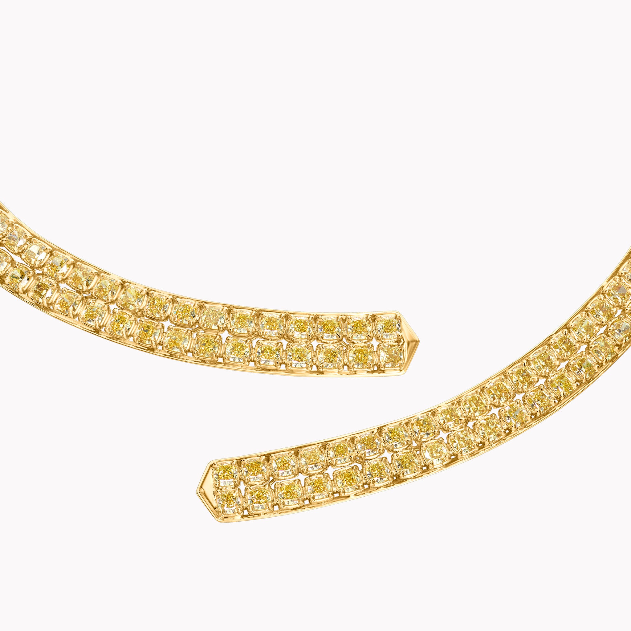 Fancy Intense Yellow Diamond Double Row Cuff Necklace