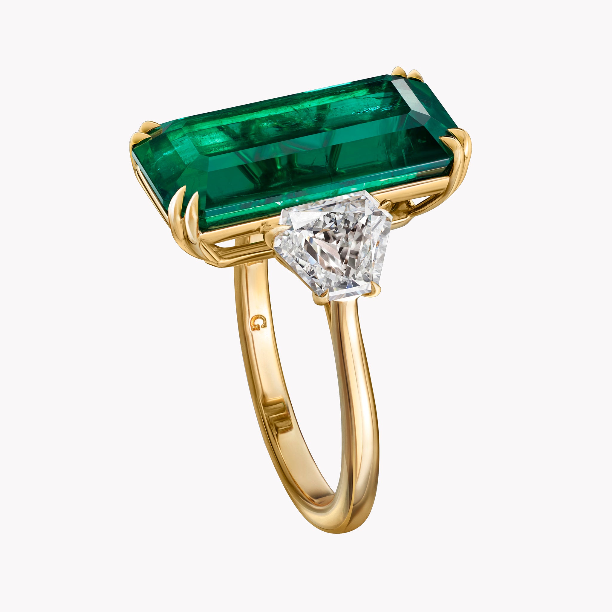 Elongated Emerald & Diamond Ring