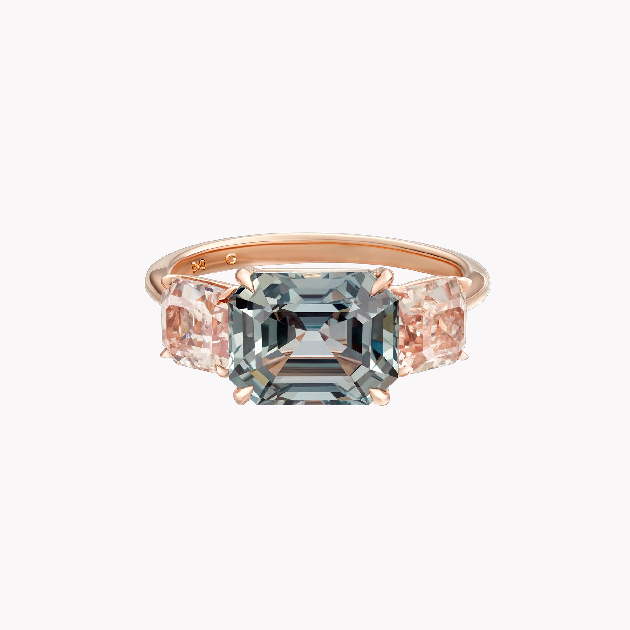 Three Stone Emerald Cut Sapphire Ring