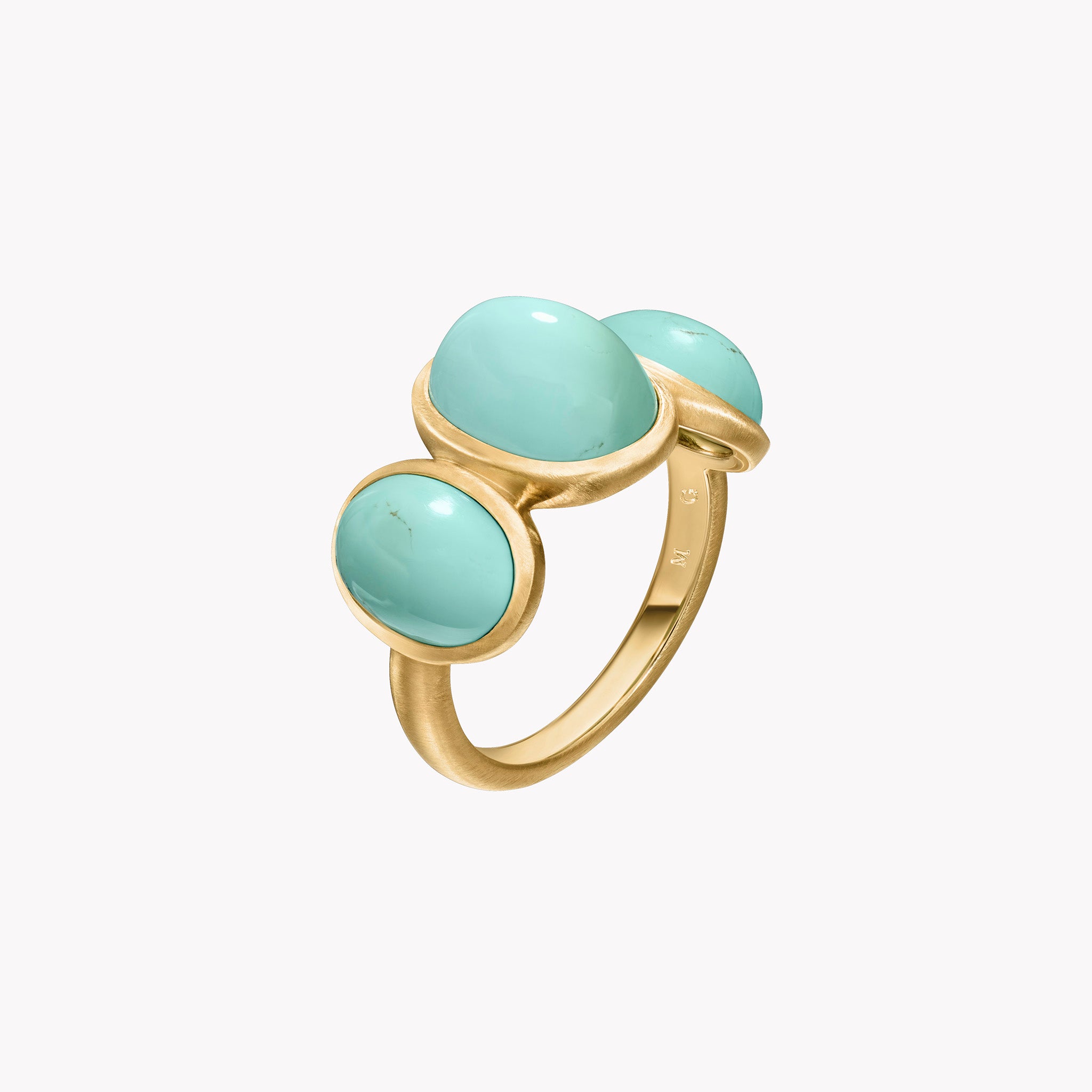 Turquoise Three Stone Bezel Ring