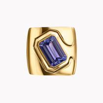 Emerald Cut Tanzanite Impetus Interlocking Puzzle Ring