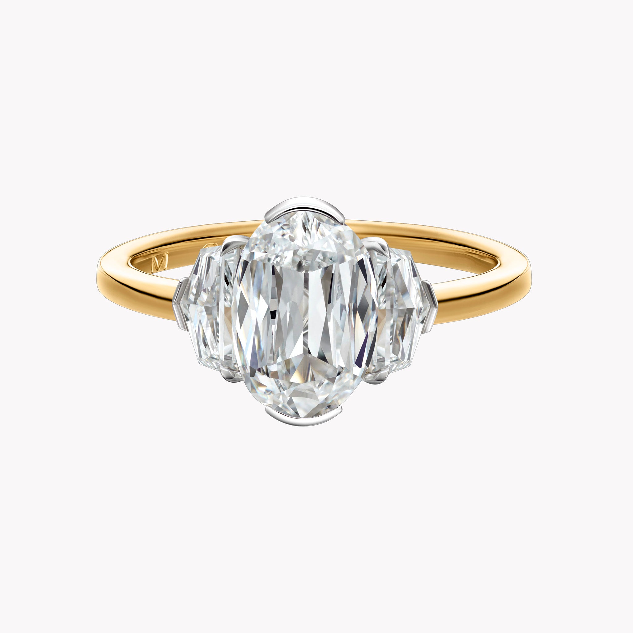 Oval Cut Engagement Ring with Side Epaulette Diamonds