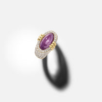 Vintage 1990s Cabochon Purple Sapphire Ring