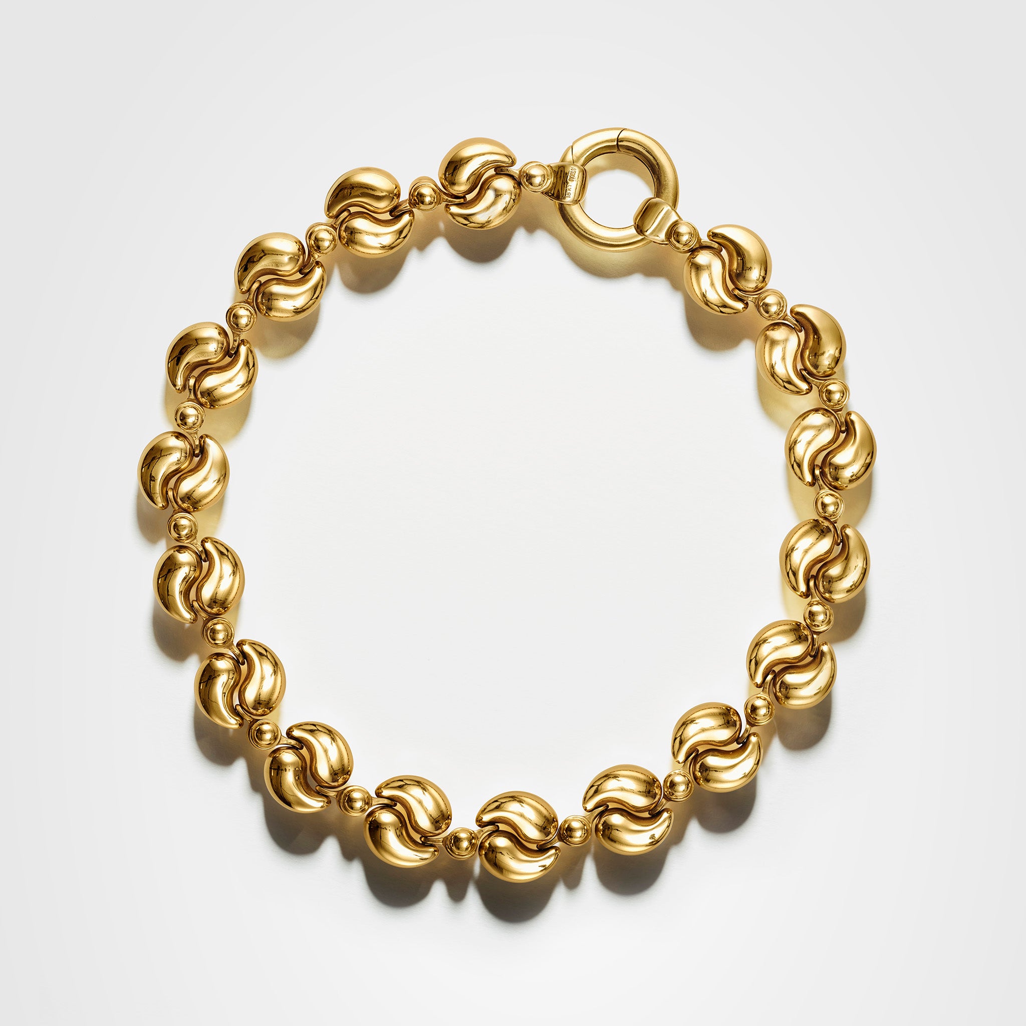 Vintage 18K yellow gold swirl link necklace, 15.25 inches