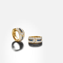 Vintage Sapphire & Diamond Hoop Earrings