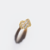 Sculpted Baguette and Round Diamond Ring