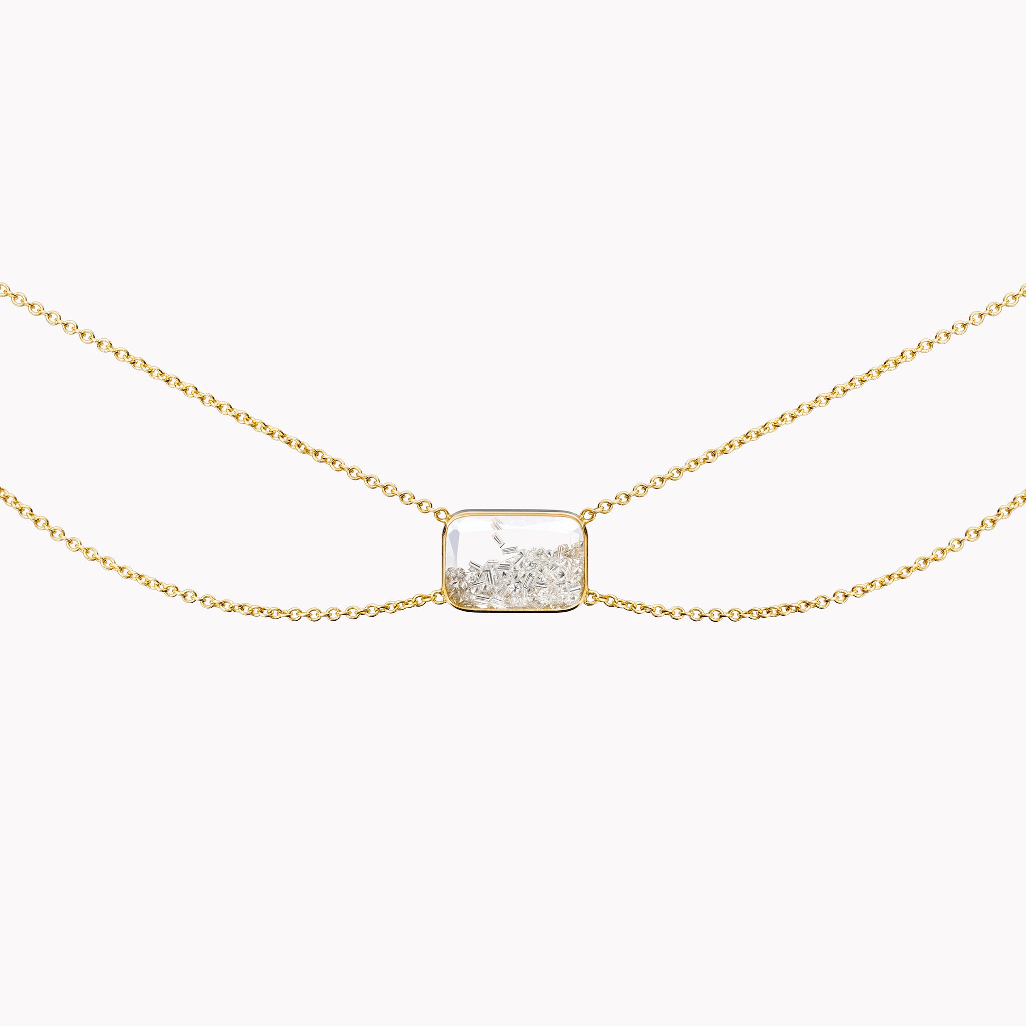 Double Chain Diamond Shaker Pendant