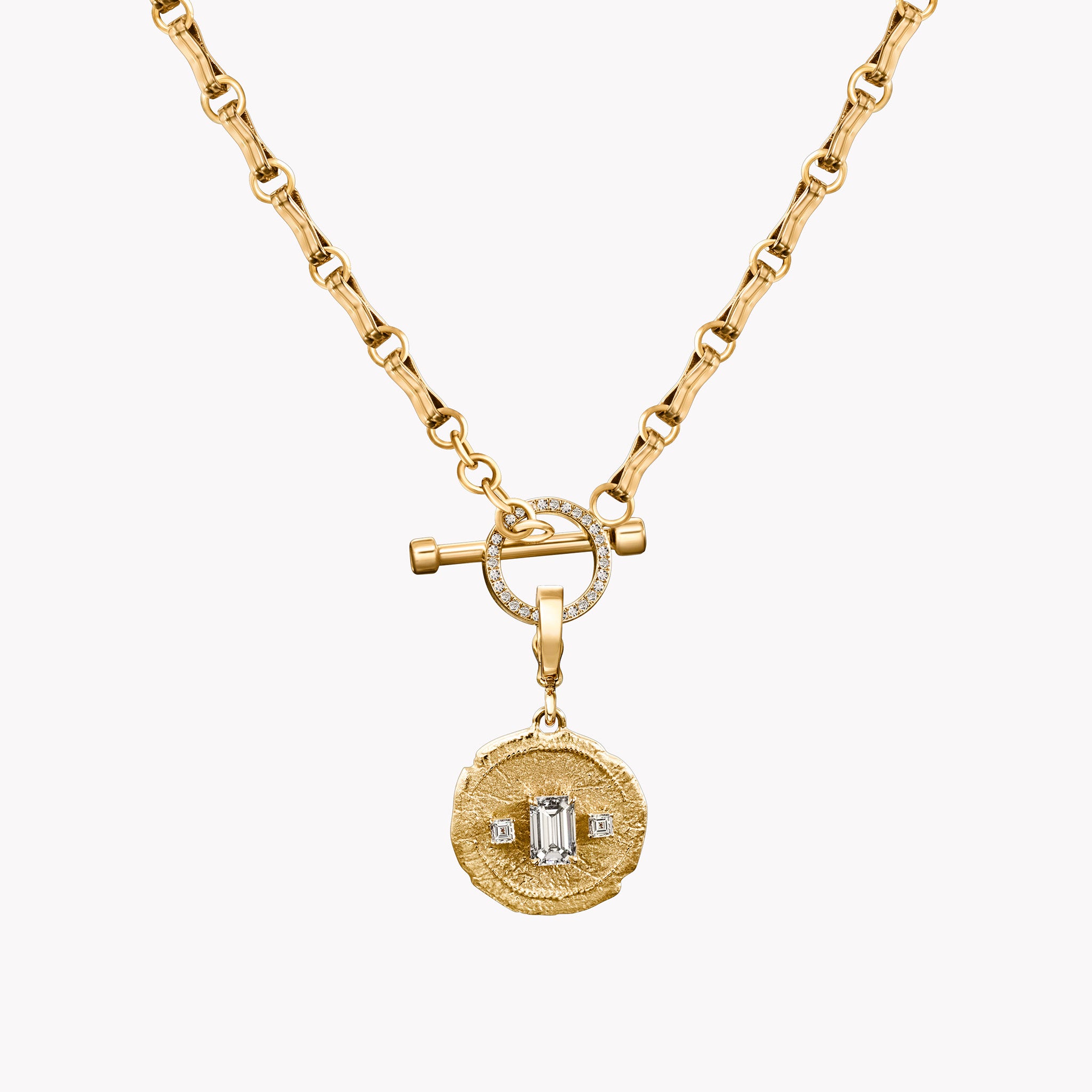 Trio Small Diamond Coin Charm Necklace