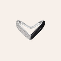 Oui Diamond and Black Enamel Ring