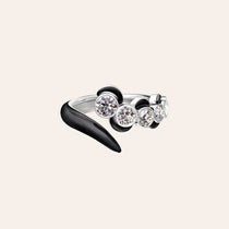 Oui Open Ring with Black Enamel