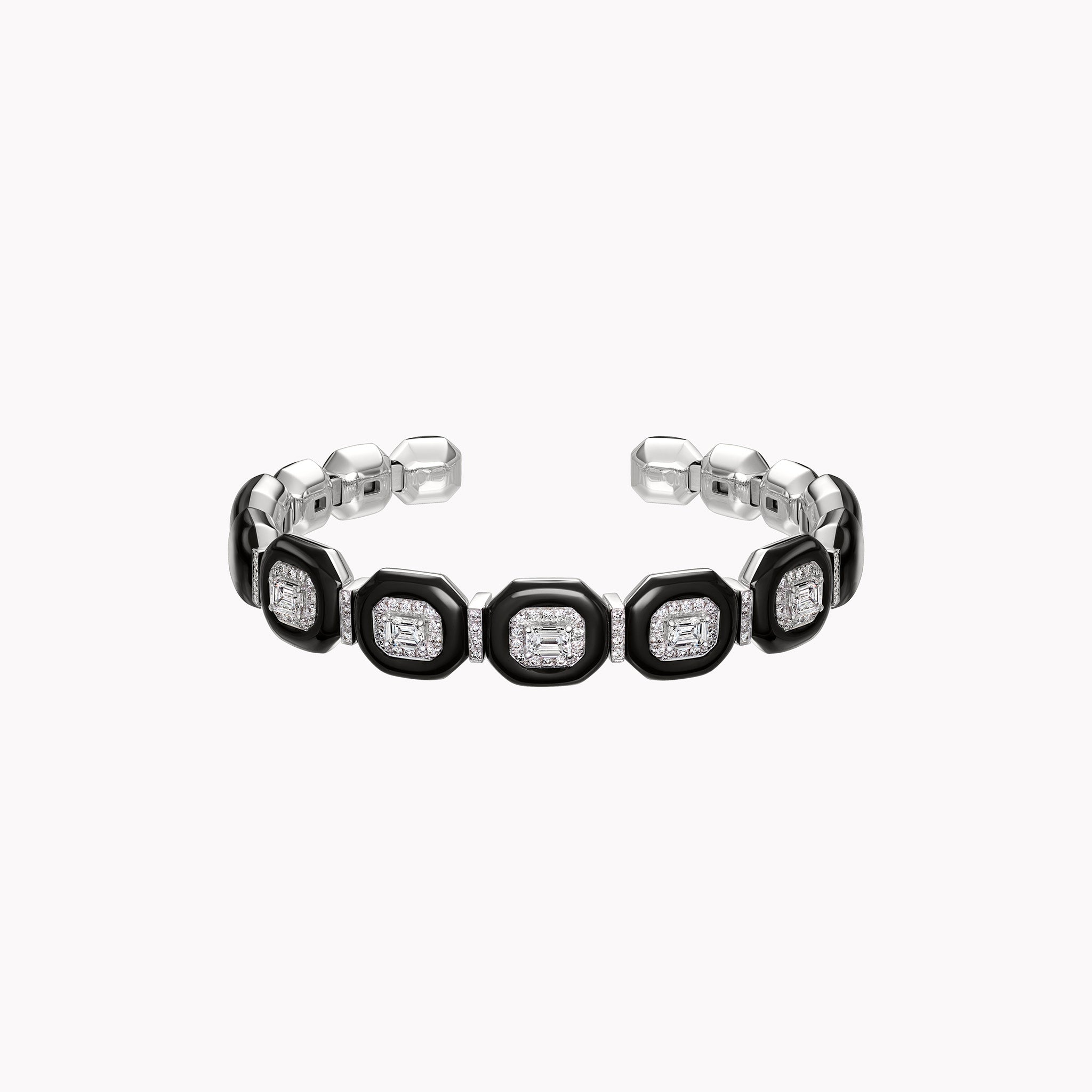Oui Diamond & Black Enamel Bracelets