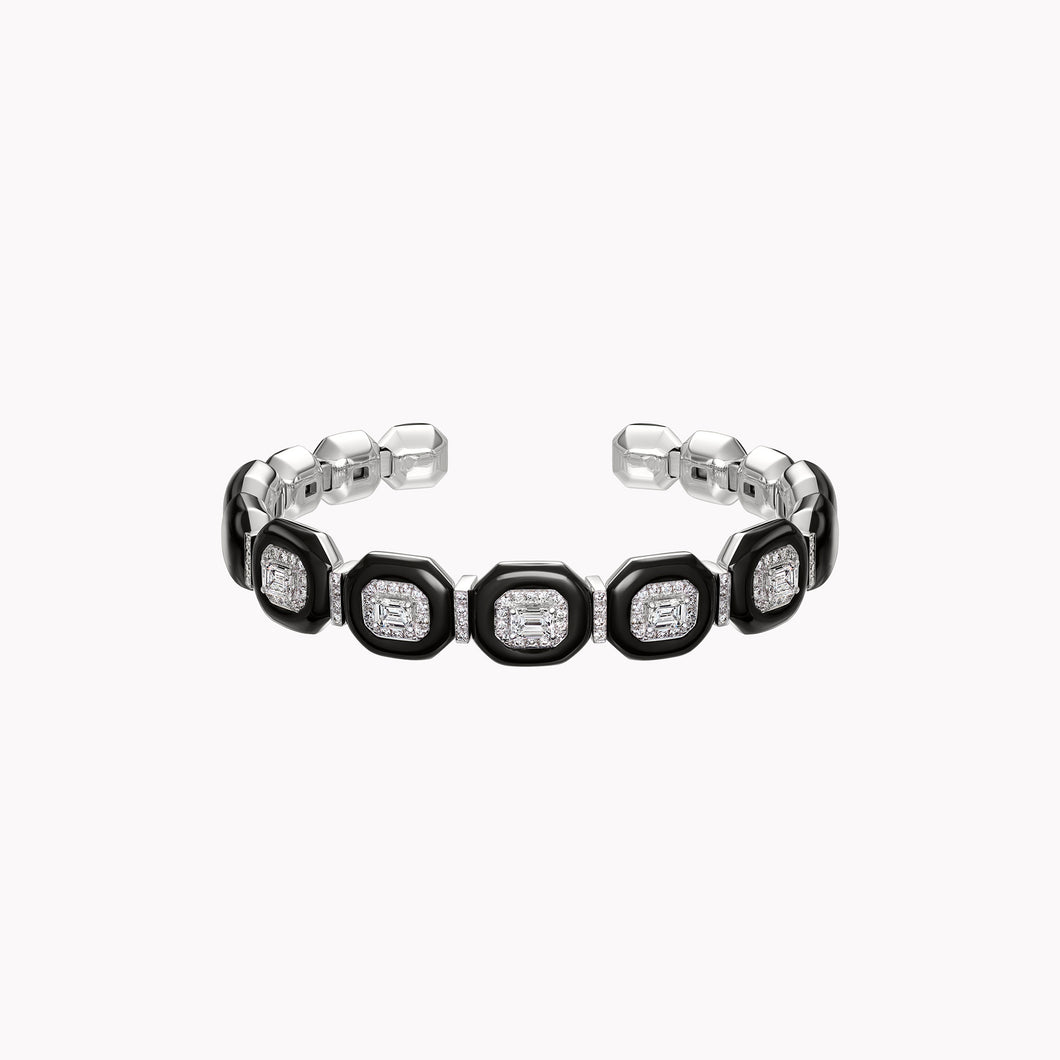 Oui Diamond & Black Enamel Bracelets