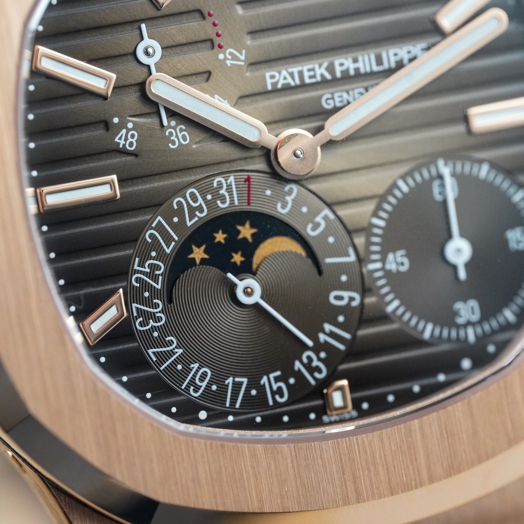 Patek Philippe watch with detailed face and brand name