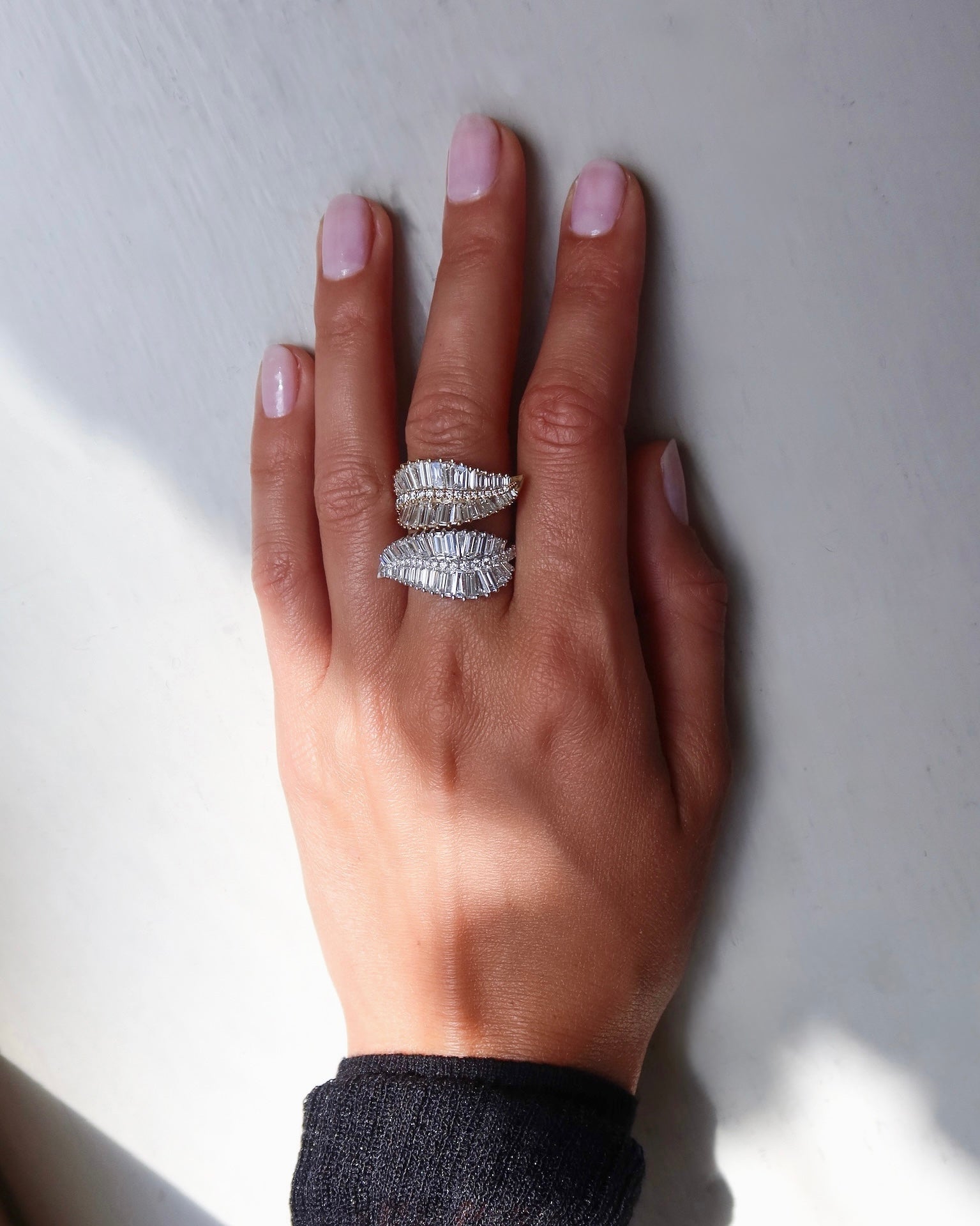 Sideways Palm Leaf Diamond Ring