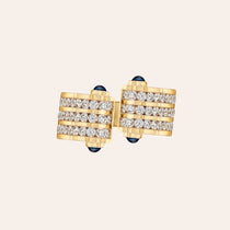 Magna Cuff Ring with Round Diamonds and Blue Sapphires