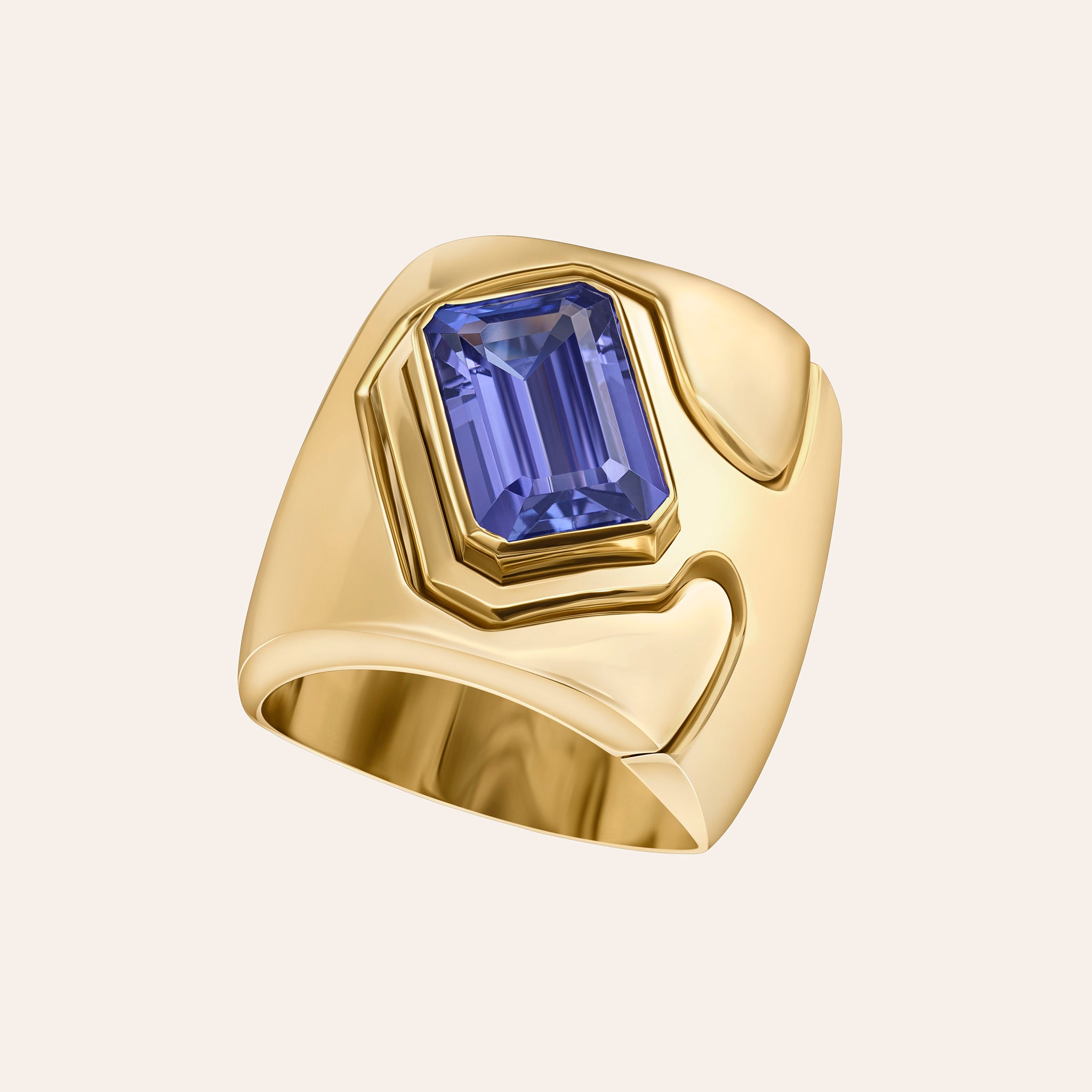 Emerald Cut Tanzanite Impetus Interlocking Puzzle Ring Rings Retrouvaí