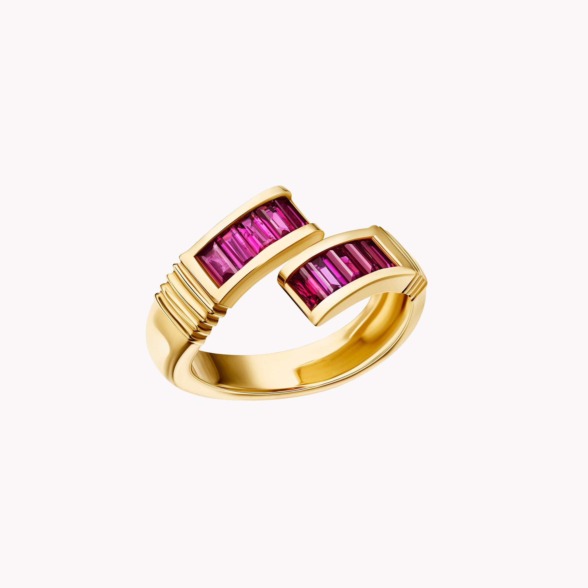 Baguette Buckle Ring - Fuschia Sapphires