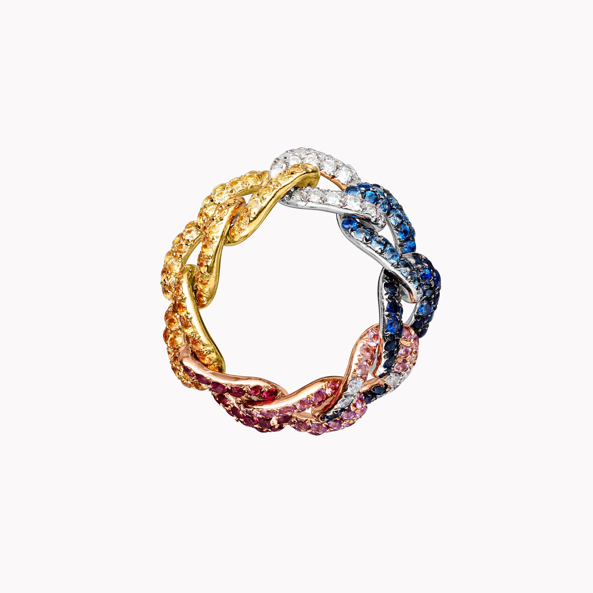 Rainbow Jumbo Pavé Link Ring