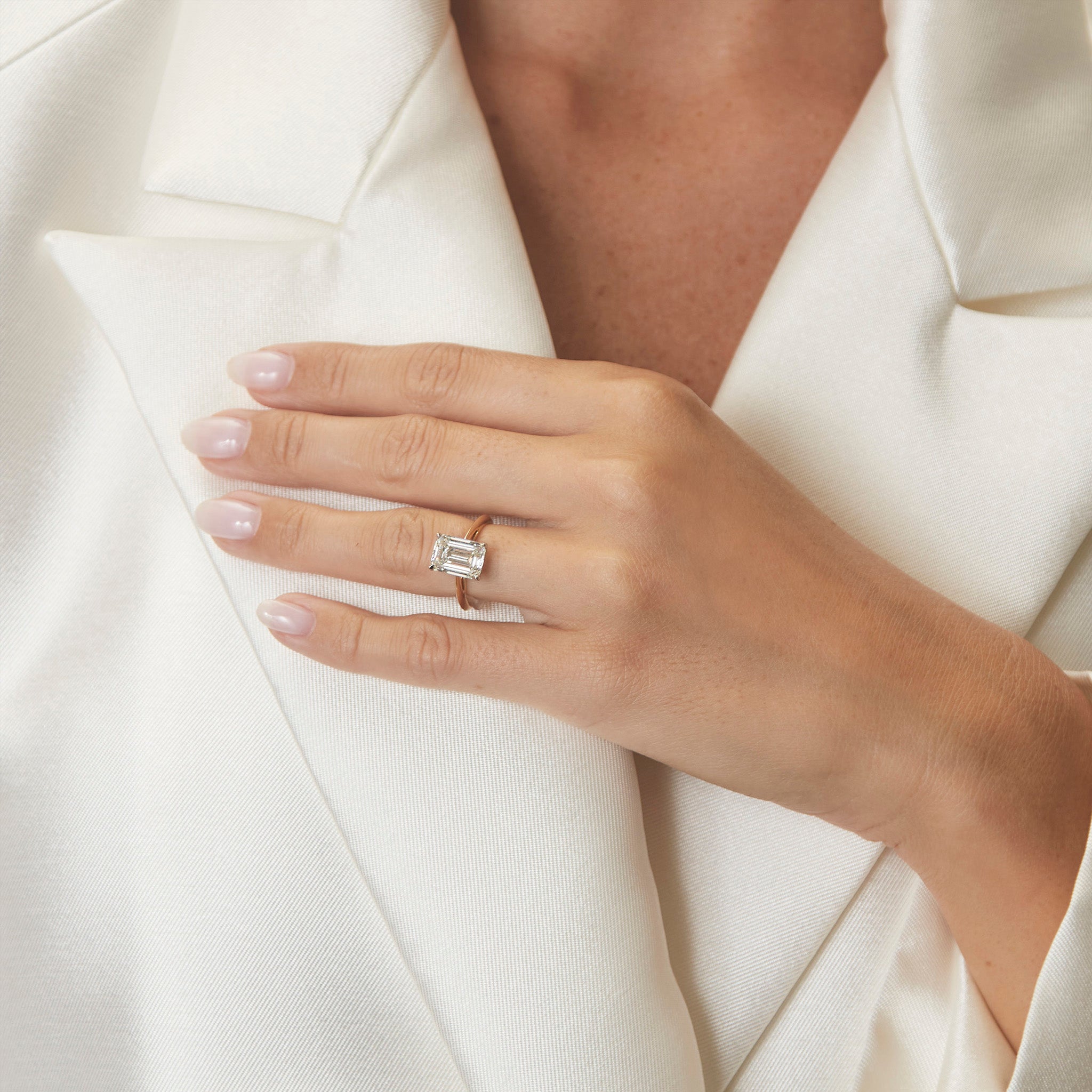 Florina Emerald: Emerald Cut Solitaire Engagement Ring with a Thin Band |  Ken & Dana Design
