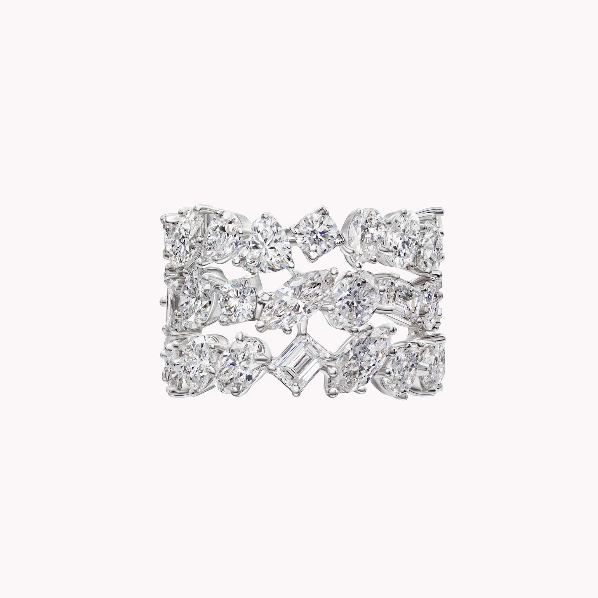 Three-Row Multi-Shape Diamond Eternity Band