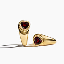 Vintage Piaget Sculpted Garnet Heart Hoops