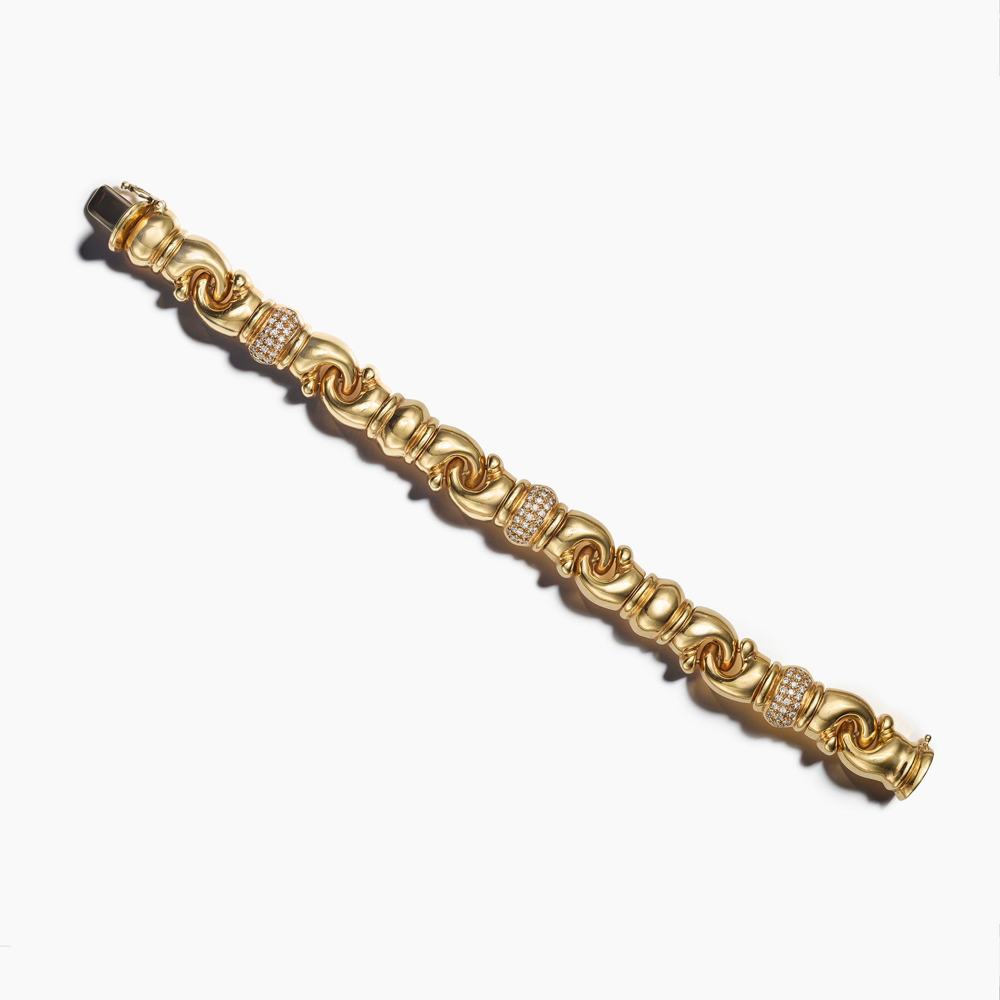 Vintage Sculptural Gold Bracelet with Diamonds