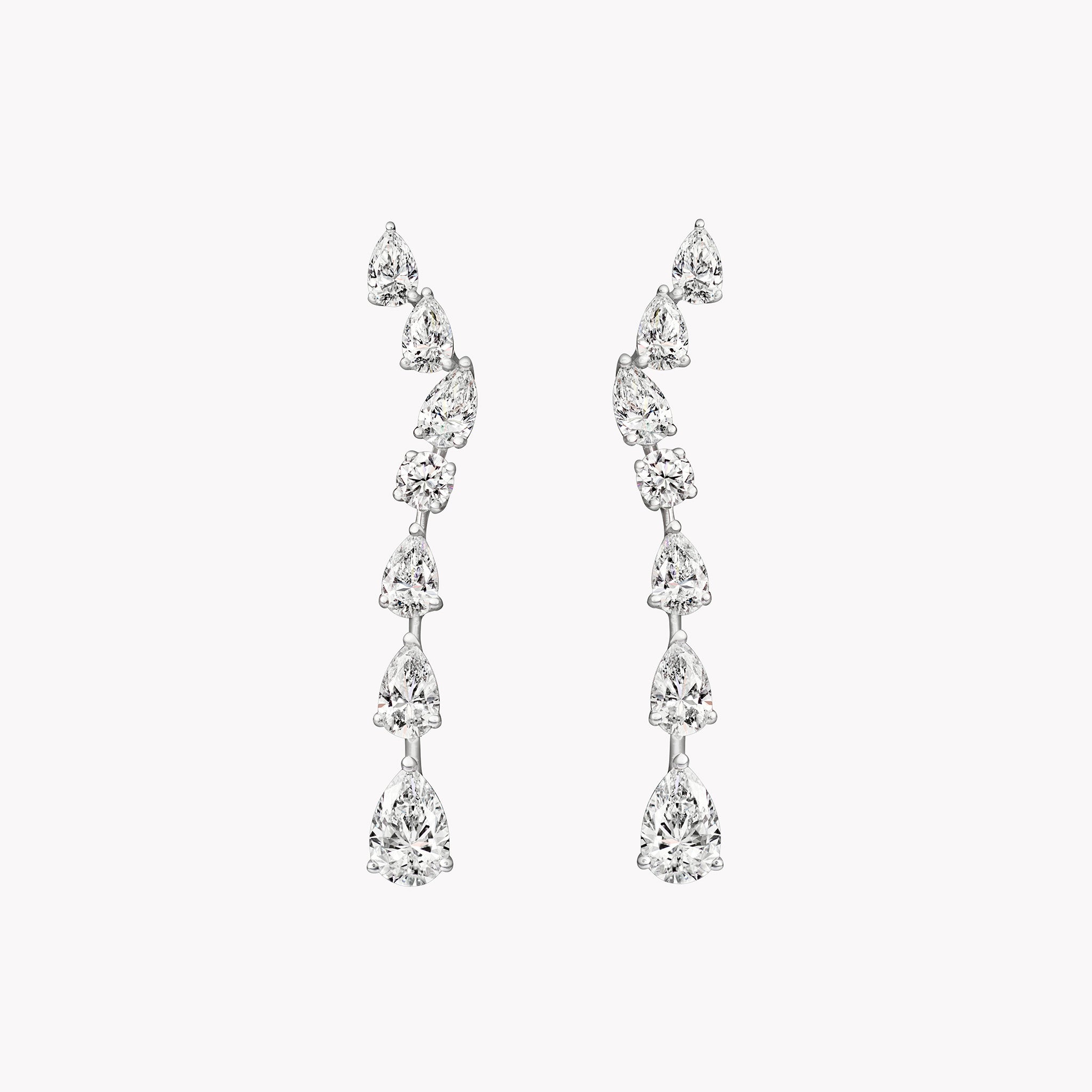 Wave Diamond Drop Earrings