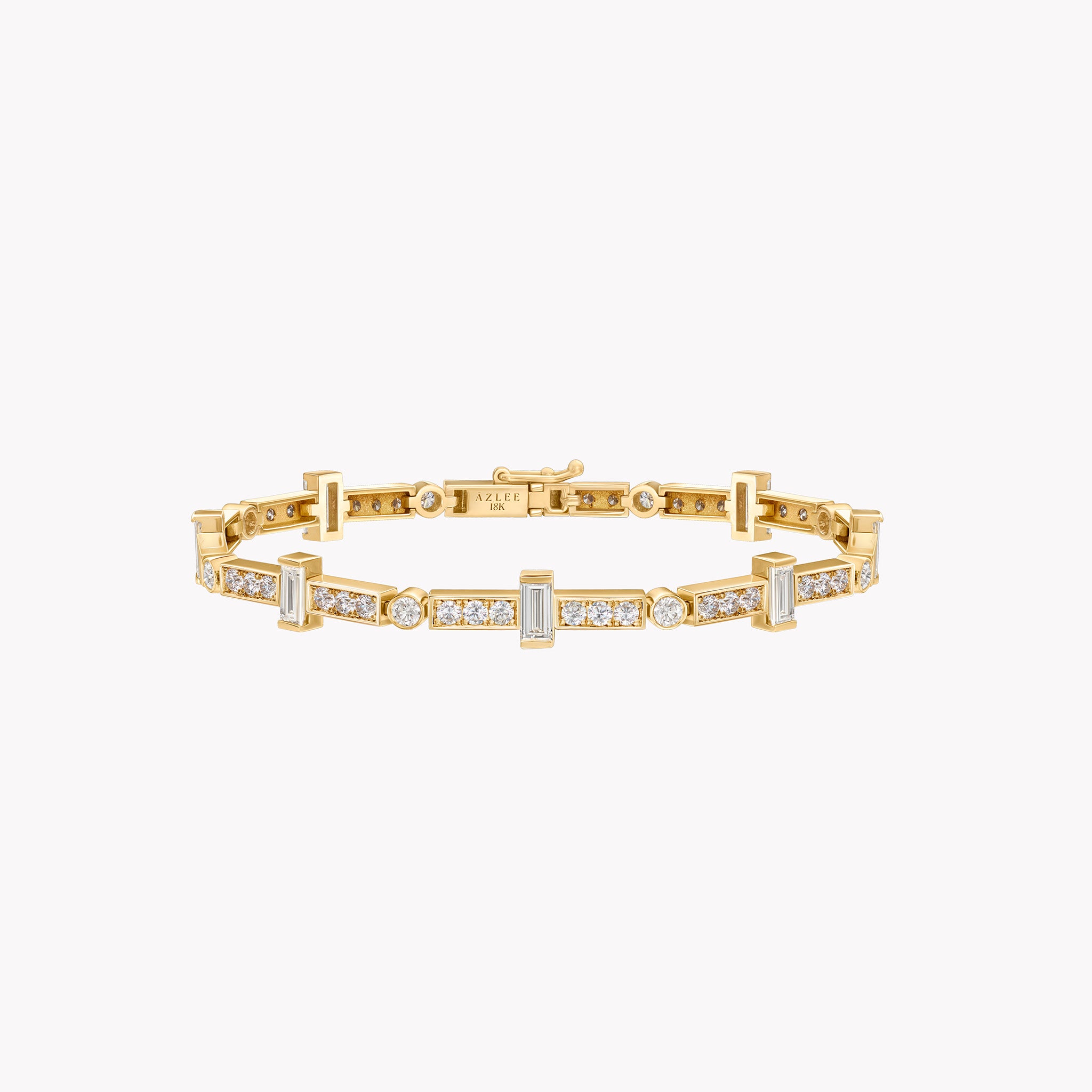 Scattered Gold Bar and Full Diamond Tennis Bracelet