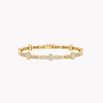 Scattered Gold Bar and Full Diamond Tennis Bracelet