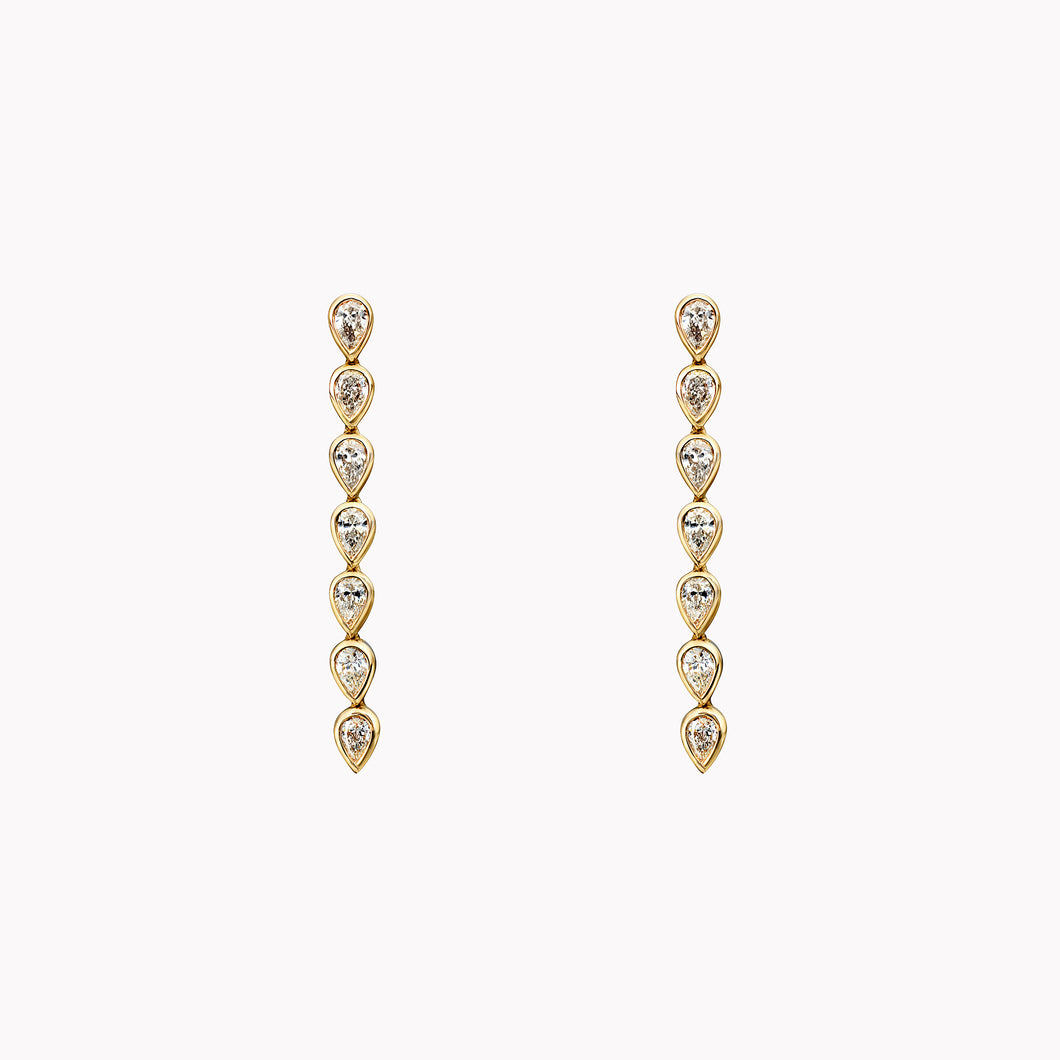 Pear Diamond Bezel Drop Earrings