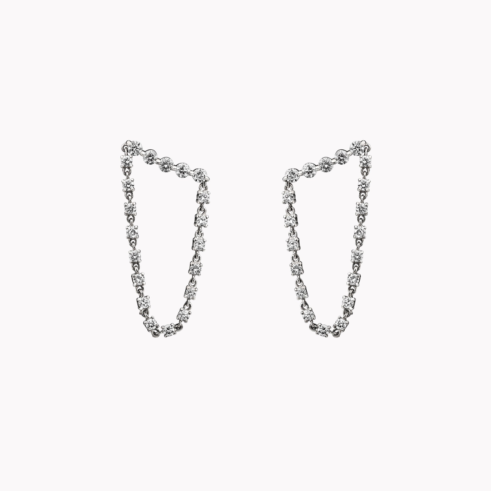 Diamond Bar Loop Earrings
