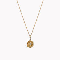 Small Olive Branch & Rose Bud Kite Diamond Coin Charm Necklace