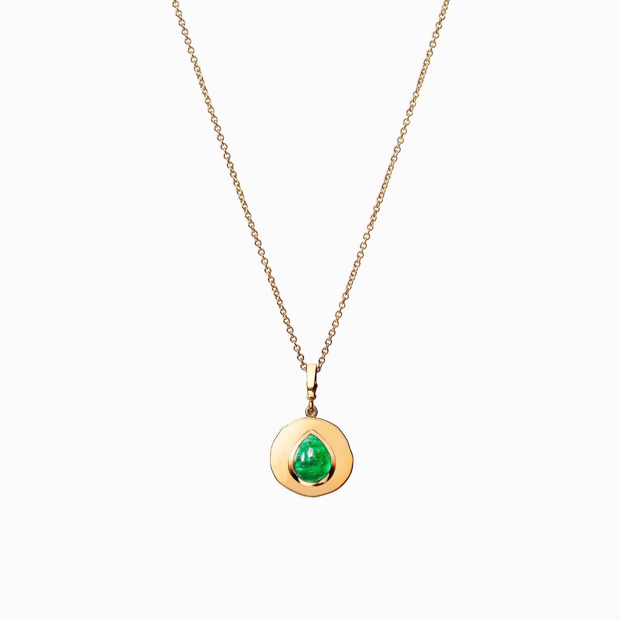 Modern Byzantine Emerald Small Coin Charm Necklace