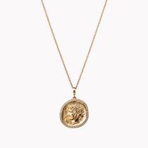 Large Goddess Pavé Coin Necklace