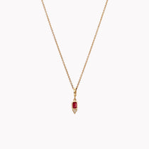Ruby and Trillion Small Diamond Charm Necklace