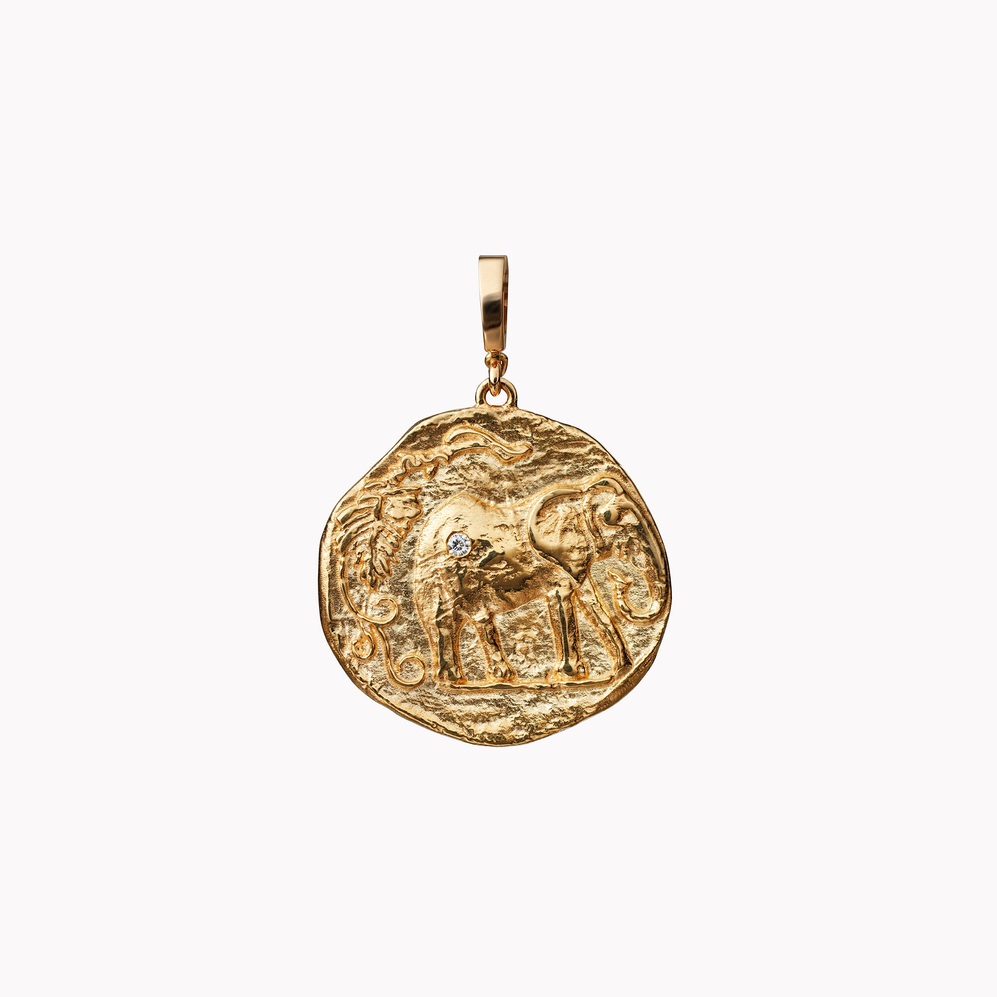 Limited Edition Elefante Large Diamond Coin Charm Necklace