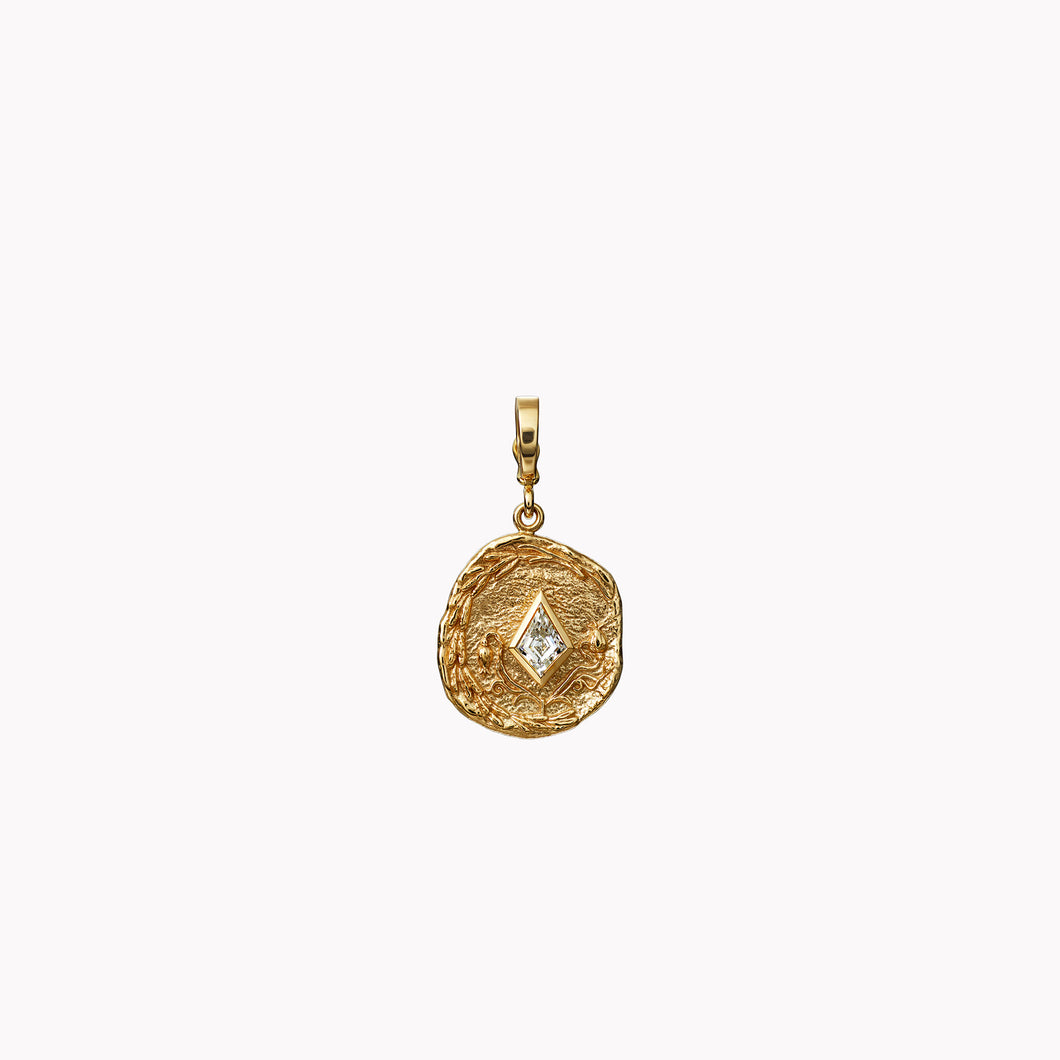 Small Olive Branch & Rose Bud Kite Diamond Coin Charm