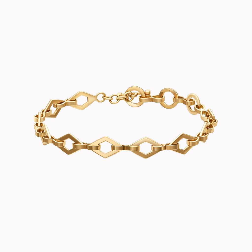 Material Good | Large Multi-Shape Slant Diamond Bracelet Yellow Gold / 6.5 by Material Good