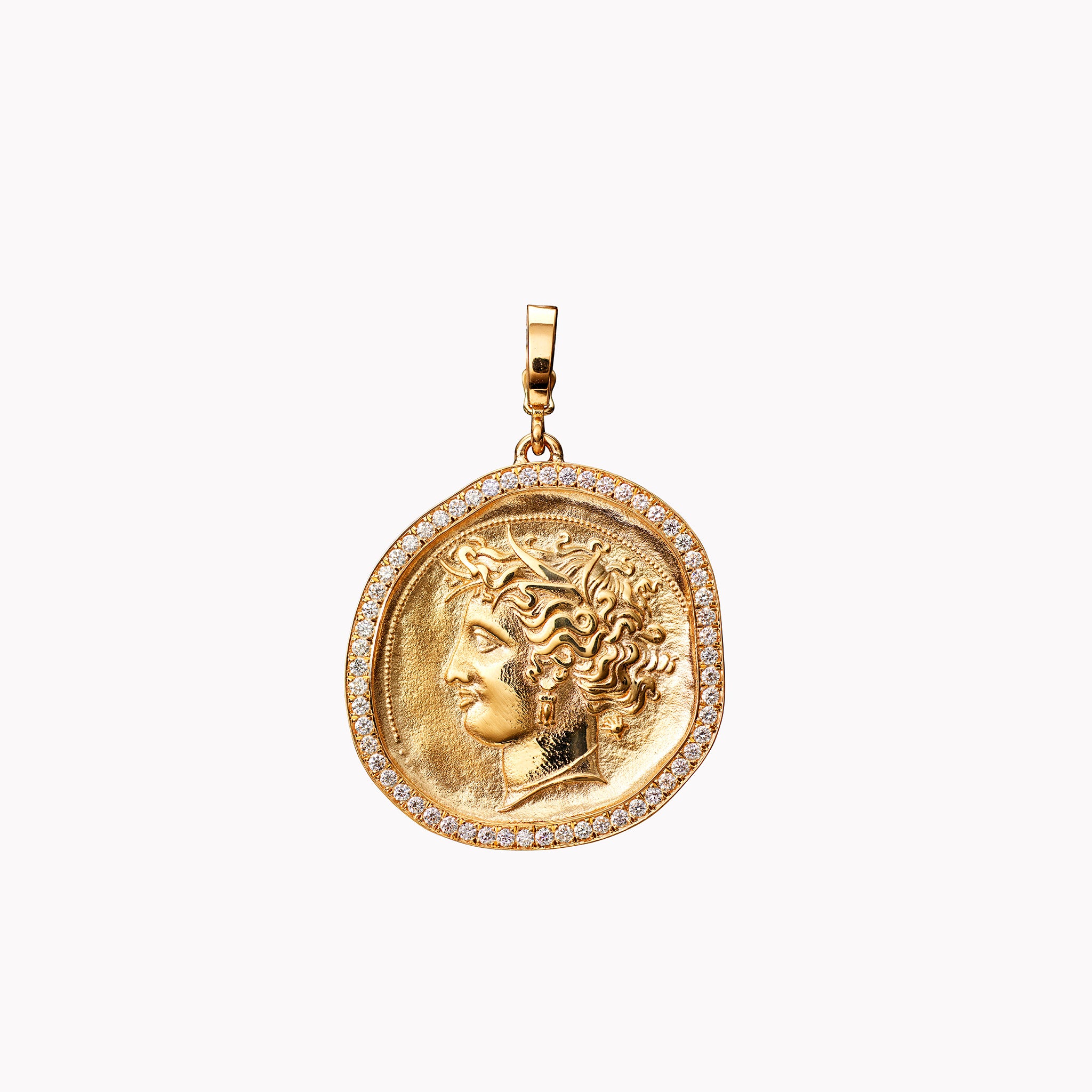 Large Goddess Pavé Coin Necklace