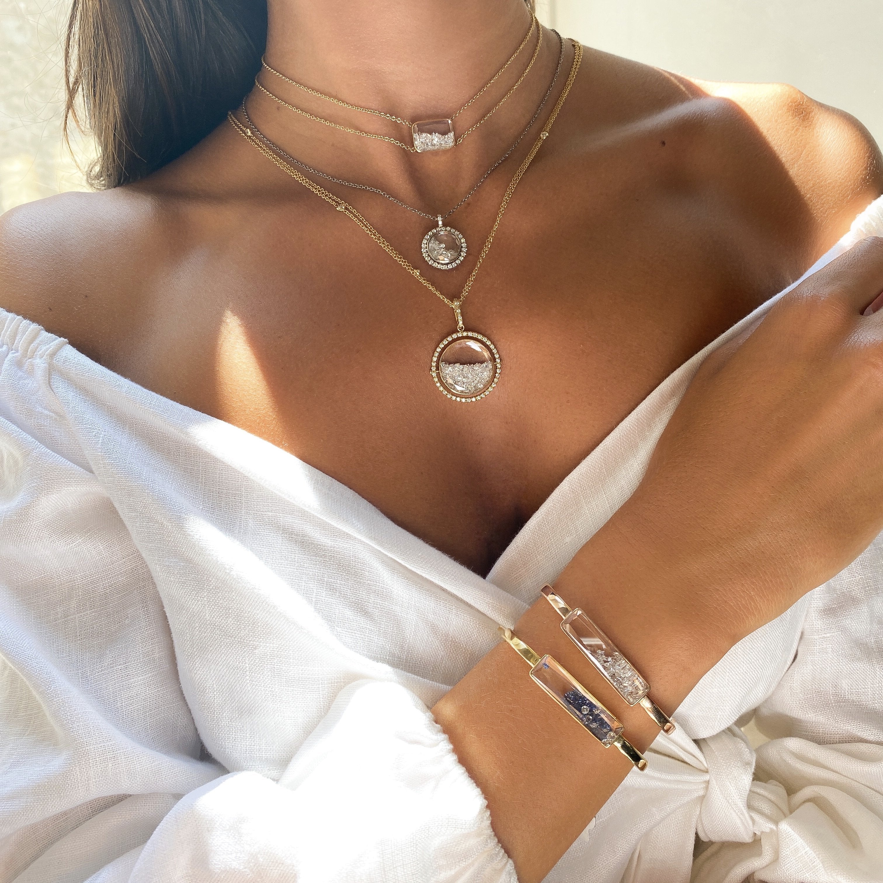 Palladium Gray & Diamond Necklace