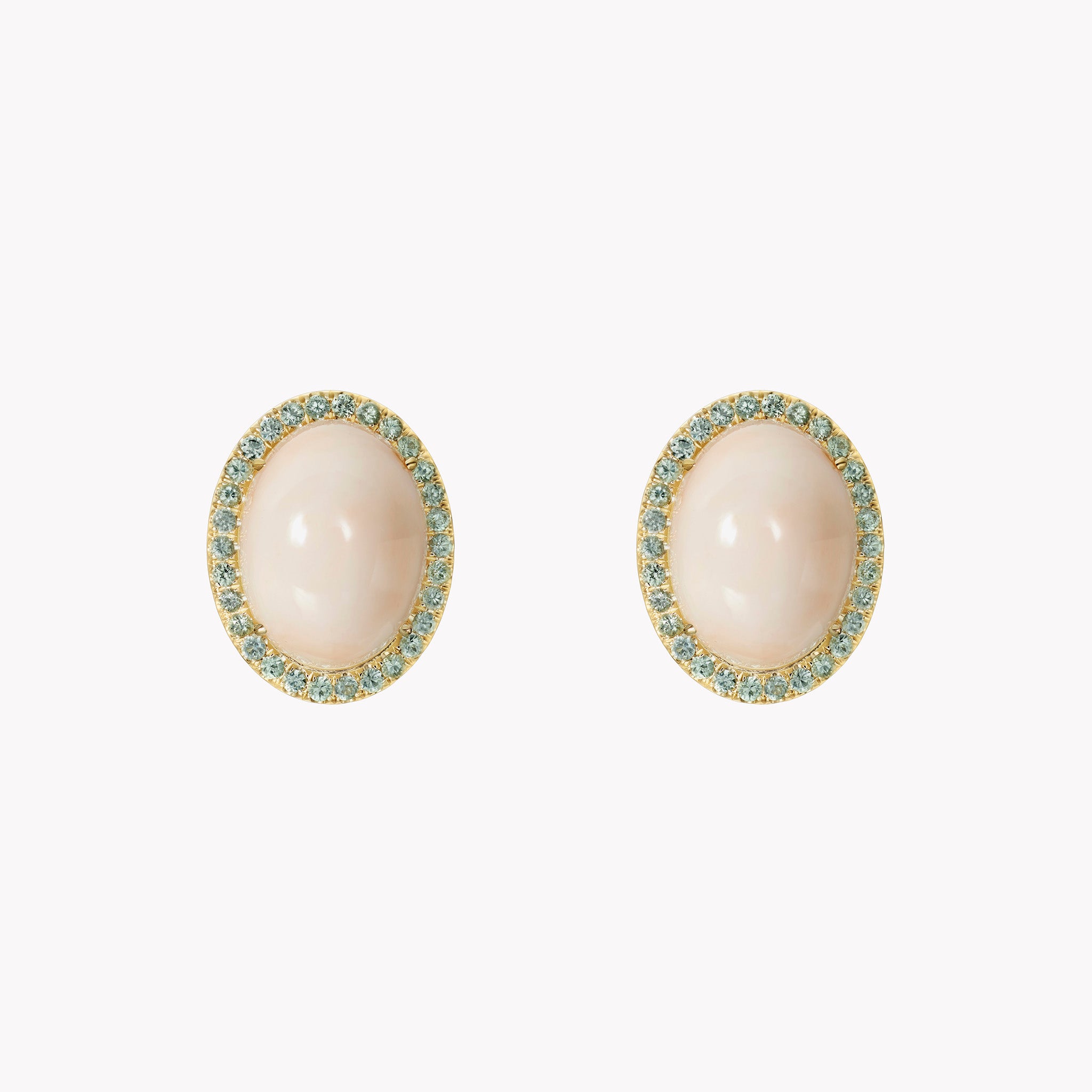 Angel Skin Coral & Sapphire Earrings